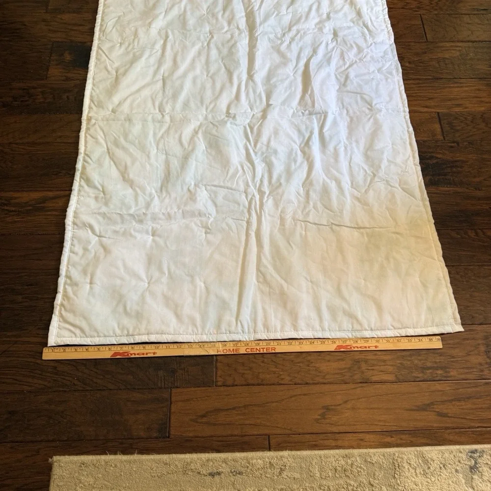 Handmade Baby Quilt Blanket ~38x40 Patchwork Teal White Clouds Moon Stars